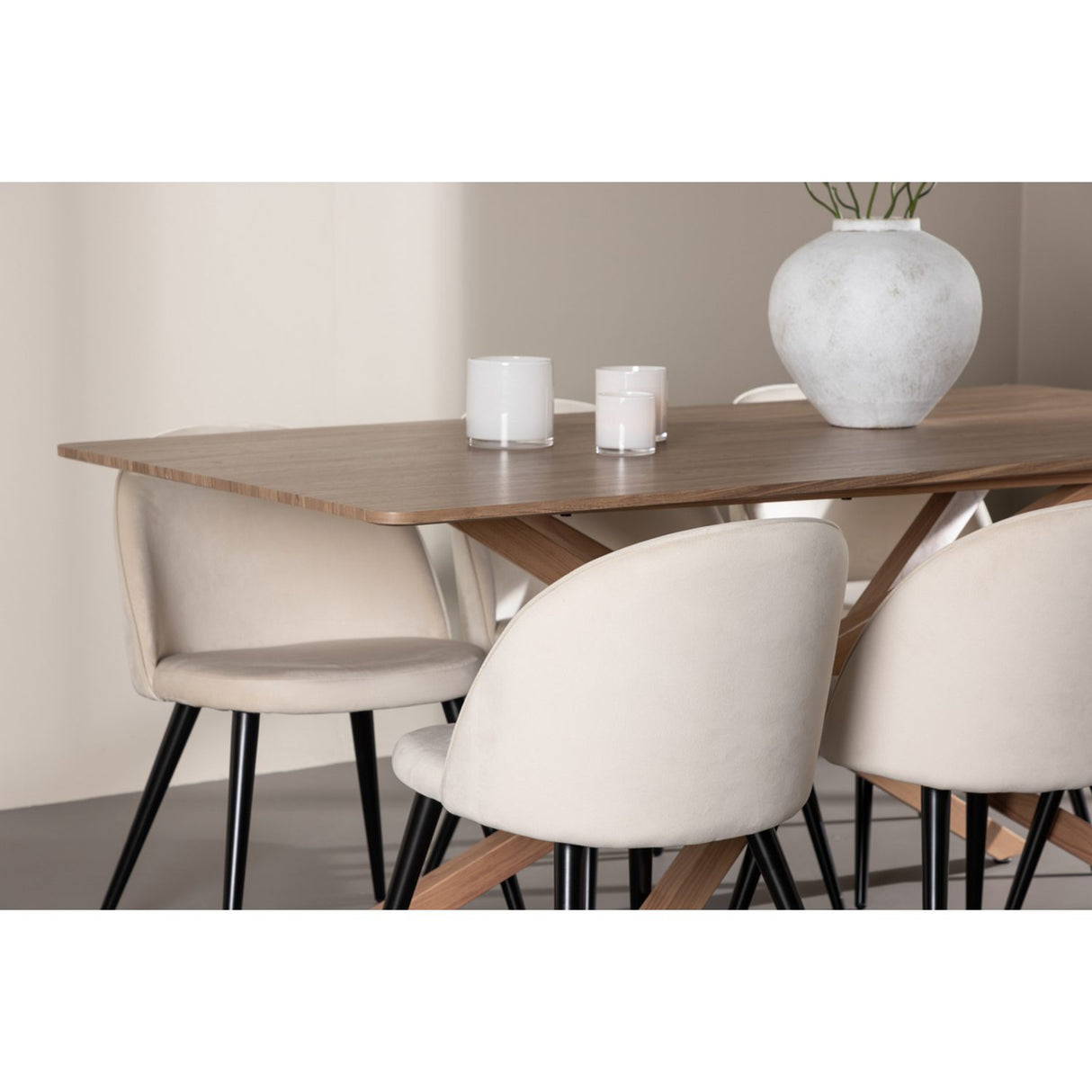 Piazza, Velvet Rektangulär matgrupp Beige,Svart, Mocka, 180 x 90