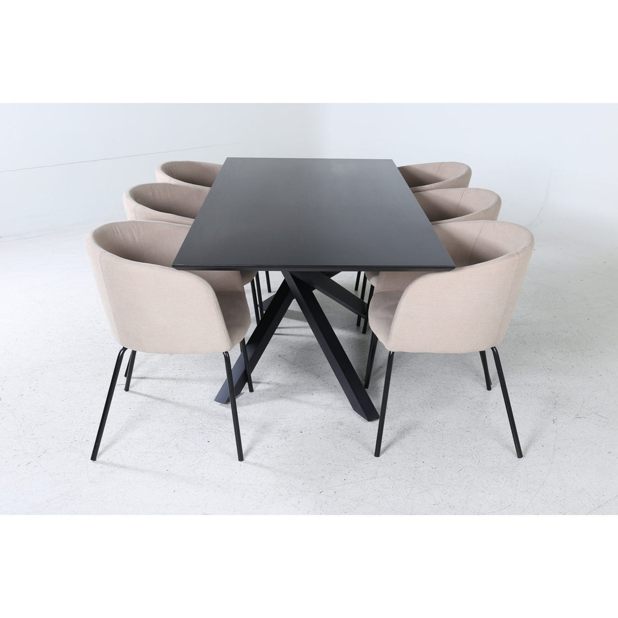 Piazza, Berit Rektangulär matgrupp Beige, Svart, Svart, 180 x 90