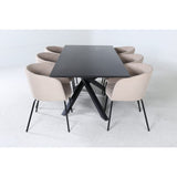 Piazza, Berit Rektangulär matgrupp Beige, Svart, Svart, 180 x 90