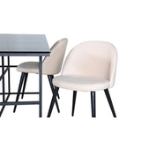 Leif, Velvet Rektangulär matgrupp Beige, Svart, Svart, 200 x 90