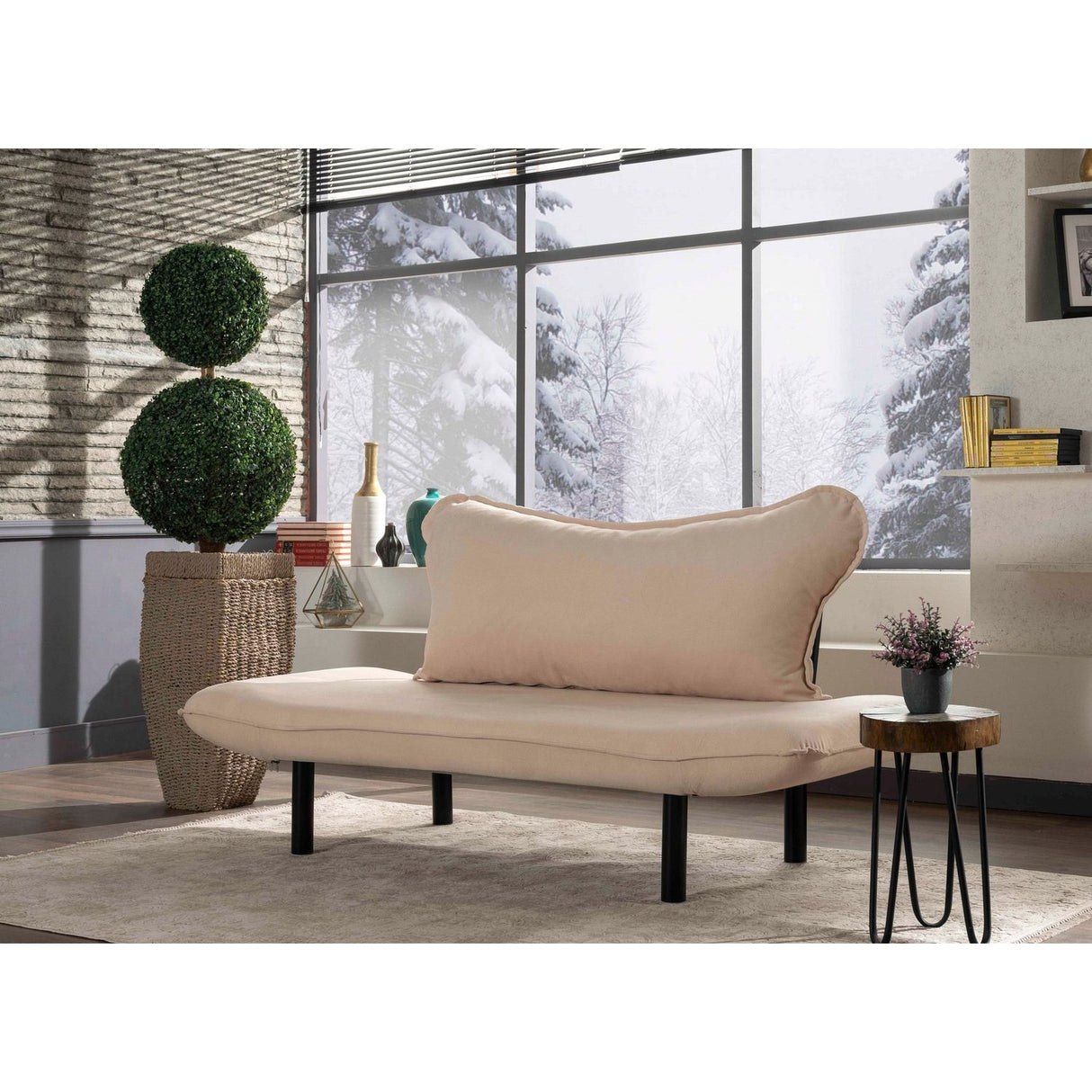 Tunis (150 x 70 x 75 cm) Creme 2-sits bäddsoffa