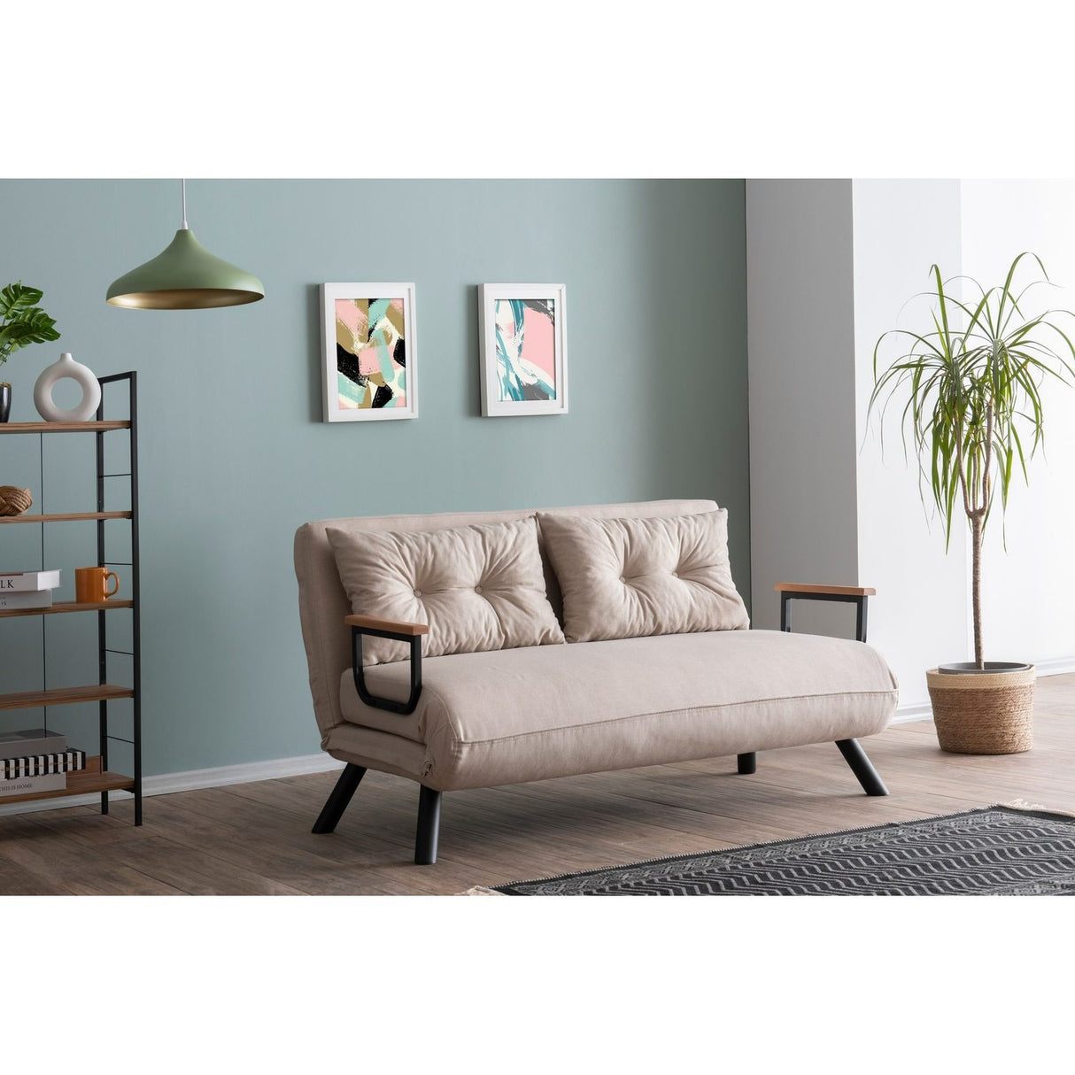 Apia 2-sits (25 x 134 x 121 cm) 2-sits bäddsoffa Mörk kräm