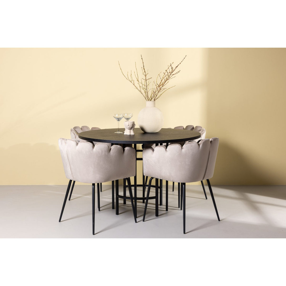 Copenhagen, Limhamn Rund matgrupp Beige,Svart, Svart, ⌀115