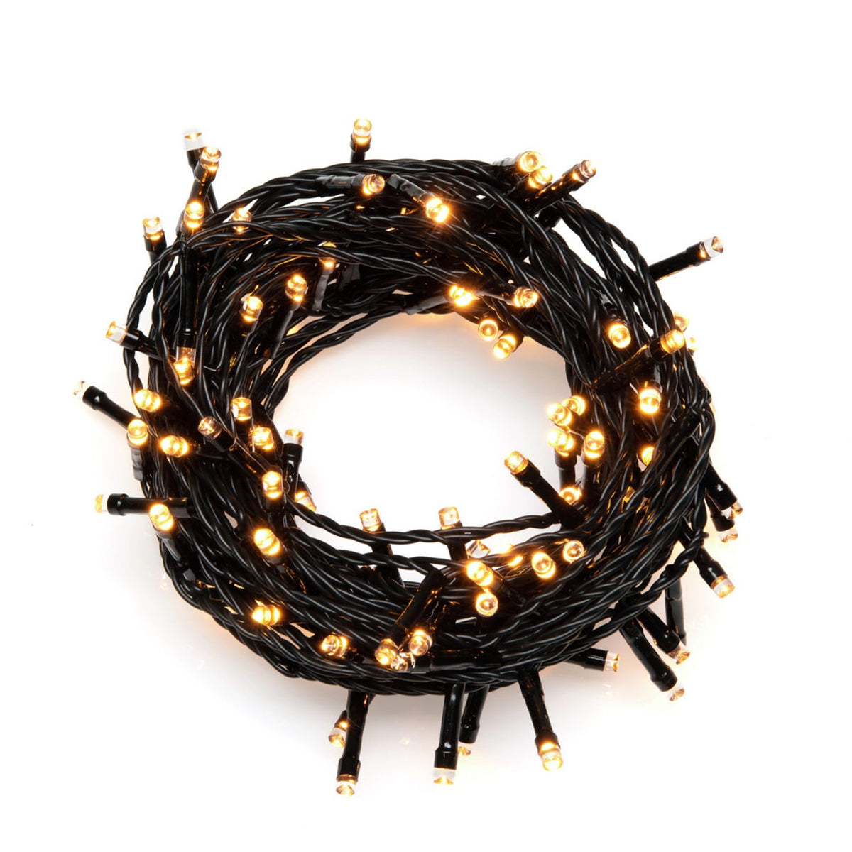 LED Skymningssensor och timer 6/9h Ljusslinga Ute Amber/Svart Kabel, 120 Lampor (11.9m)
