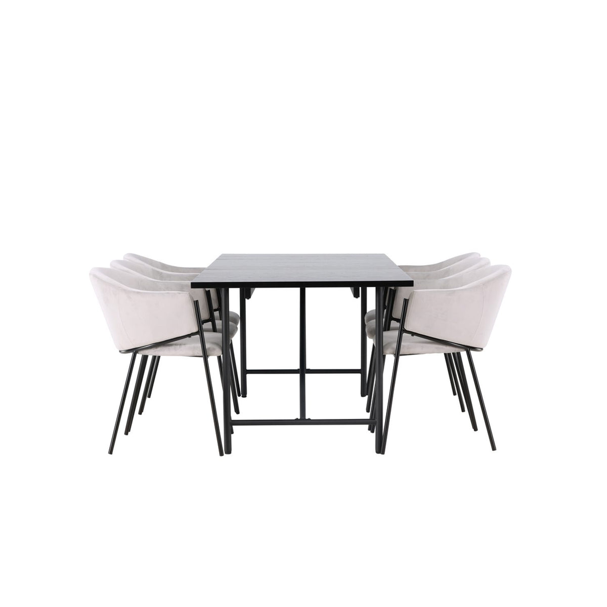 Astrid, Evelina Rektangulär matgrupp Svart,Grå, Svart, 200 x 90