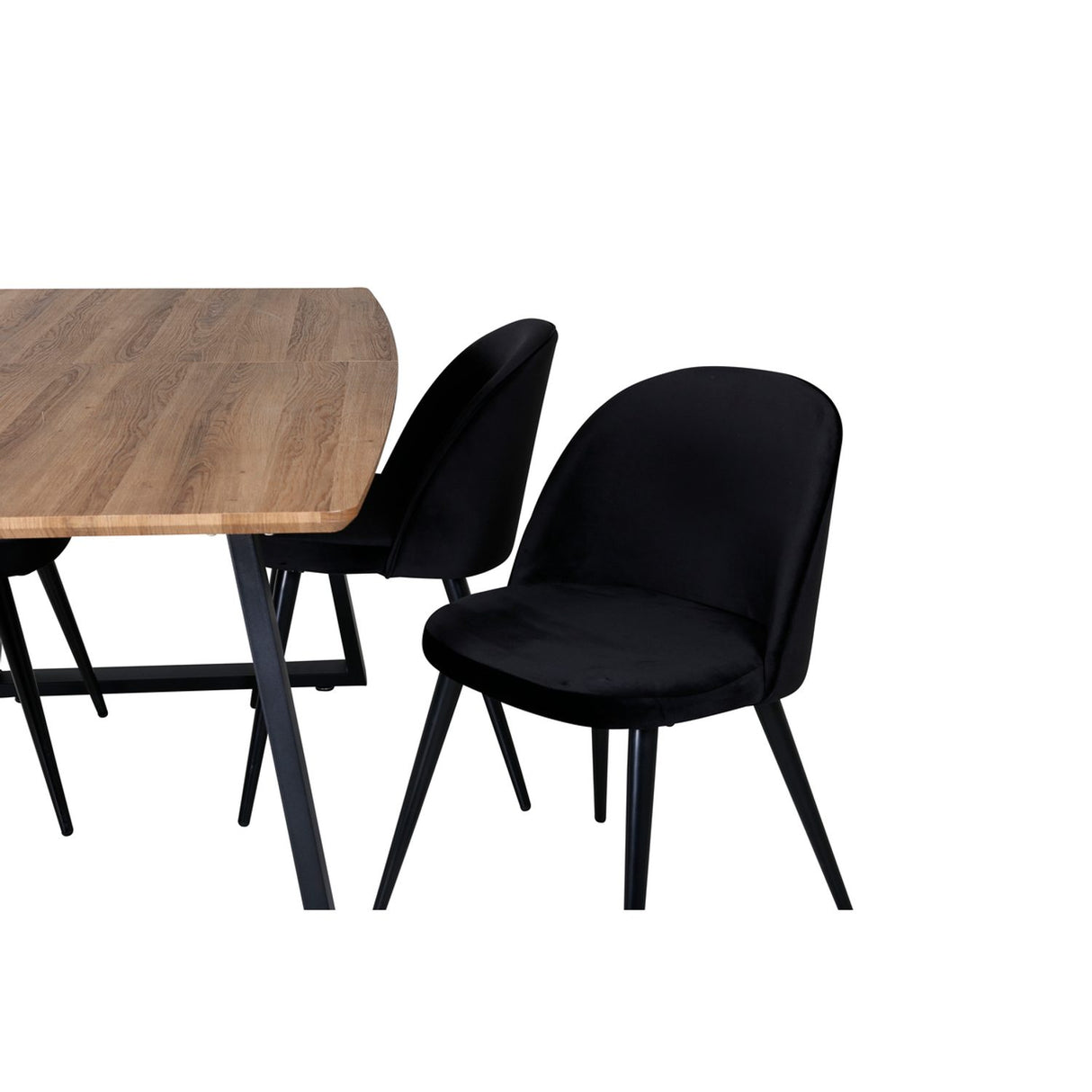 Inca, Velvet Rektangulär matgrupp Svart, Svart,Natur, 160 x 85