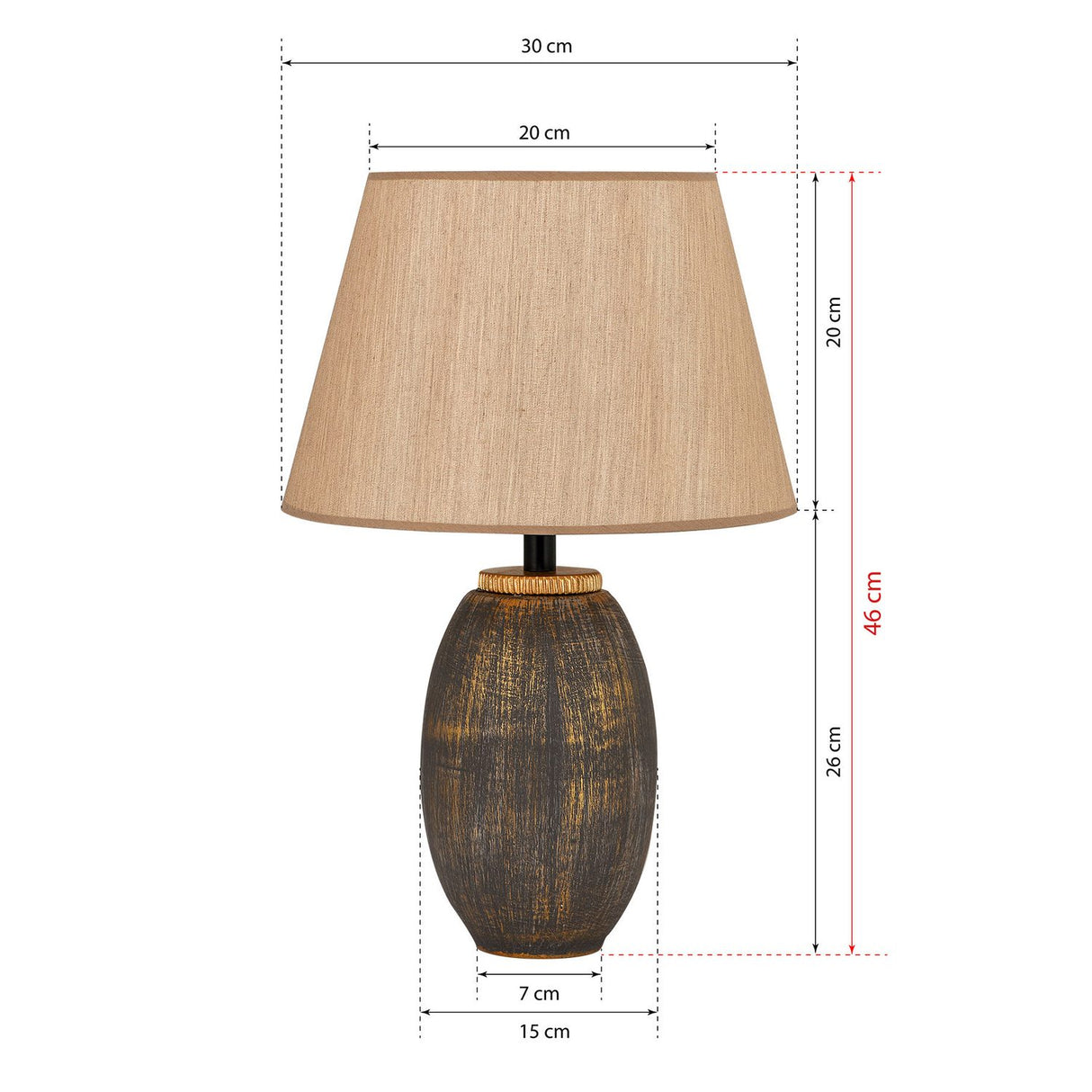 Thimphu (40 x 30 x 40 cm) Brun guld Bordslampa