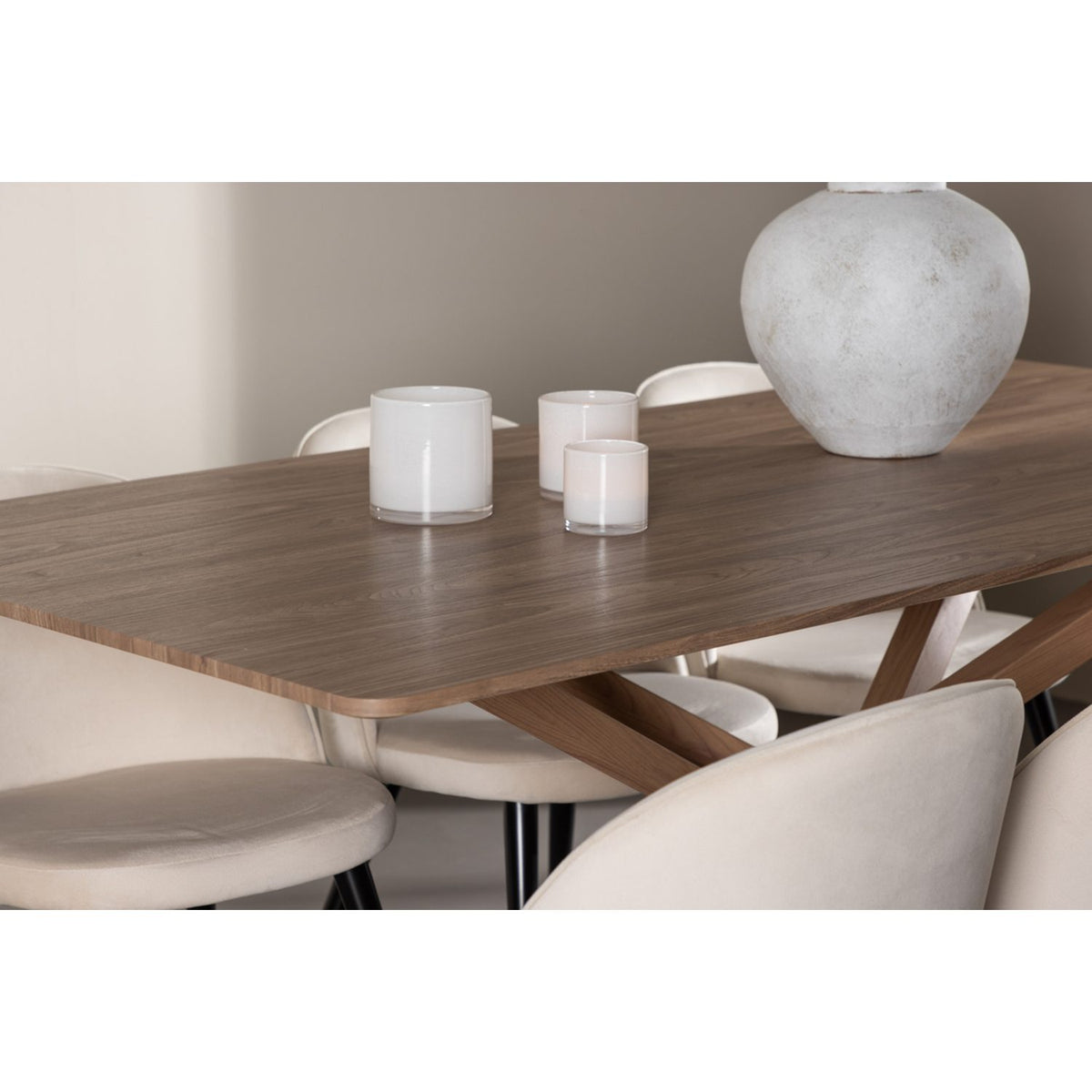 Piazza, Velvet Rektangulär matgrupp Beige,Svart, Mocka, 180 x 90