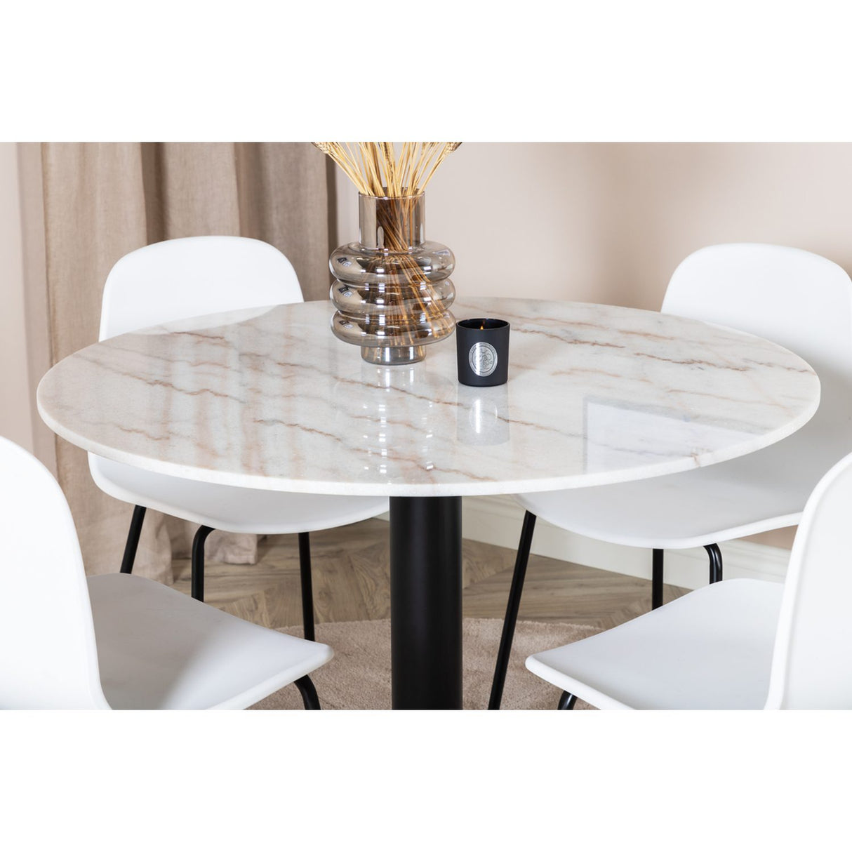 Estelle, Arctic Rund matgrupp Svart, vit, Svart, vit, ⌀106