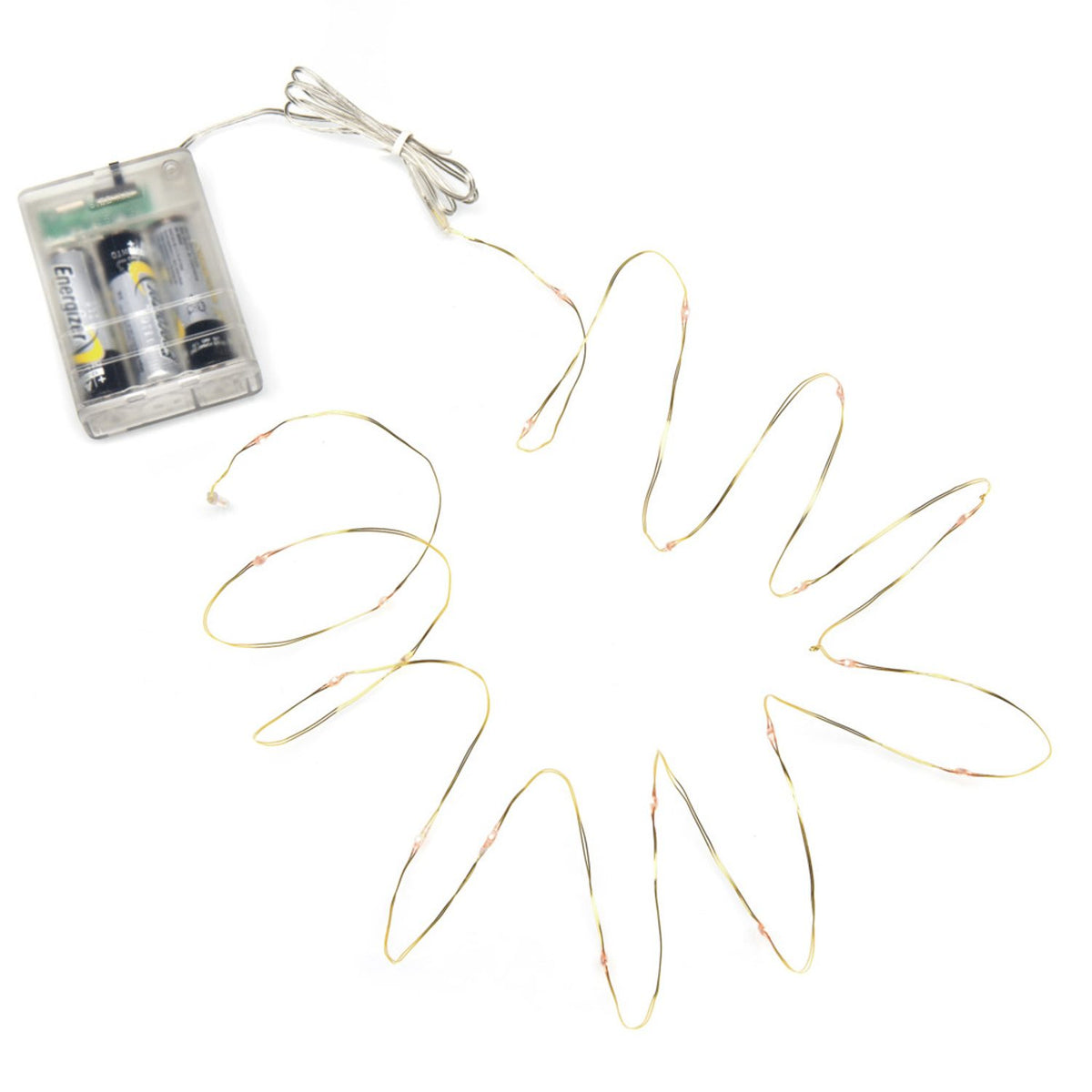 Metallisk LED Timer 6h Ljusslinga Inomhus 40 Lampor (3.9m), Amber/Mässingfärgad
