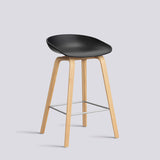 AAS 32 65 cm Barpall Black 2.0, ekfaner med vattenbaserad lack, Rostfritt stål