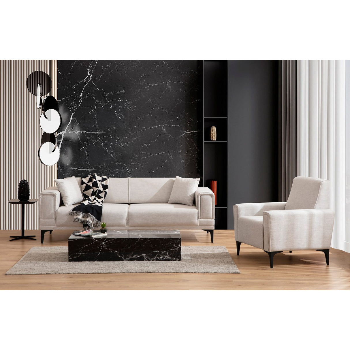 Monaco (170 x 85 x 77 cm) 2-sitssoffa Ecru
