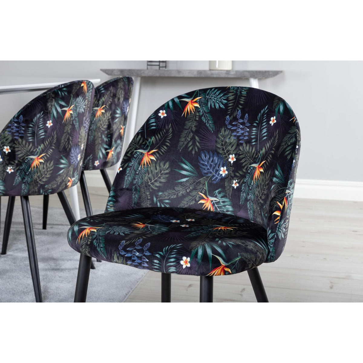 Polar, Velvet Rektangulär matgrupp Svart, Vit, 180 x 90