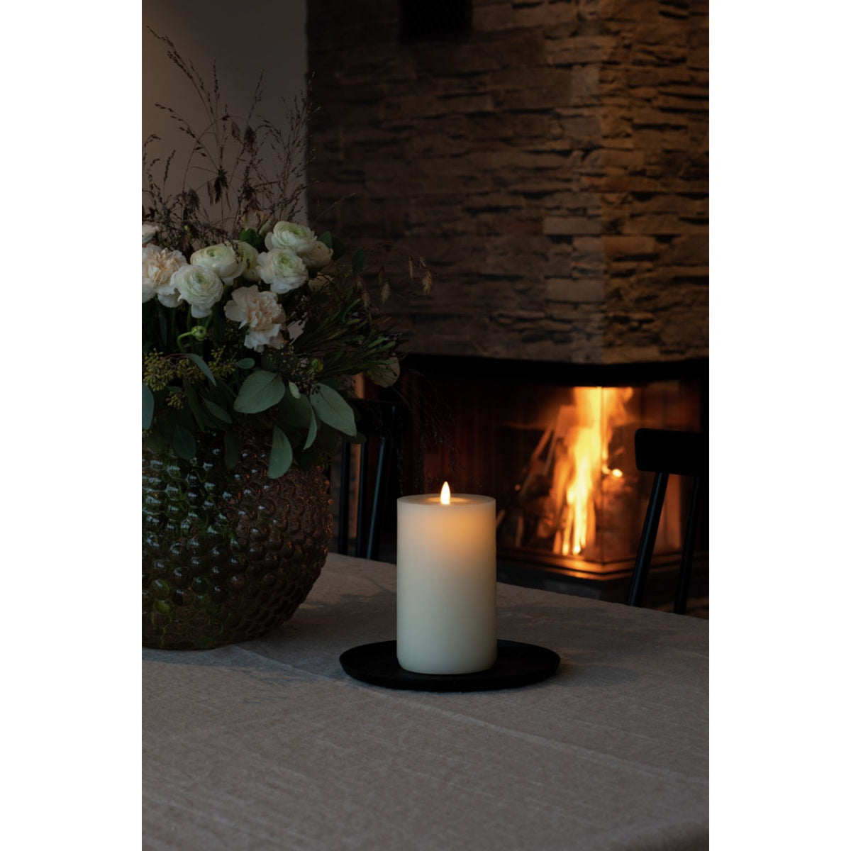 Vaxljus gräddvit, varmvit LED 2xD Dekorationsljus El 9,6x18,2 cm