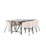Astrid, Berit Rektangulär matgrupp Beige,Svart, Svart, 200 x 90