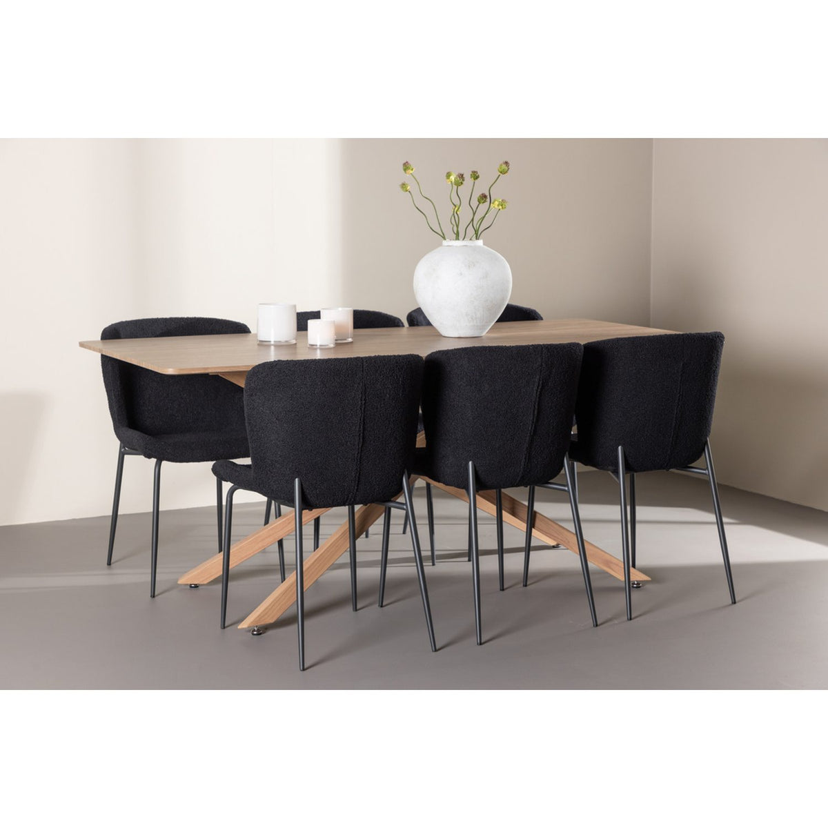Piazza, Modesto Rektangulär matgrupp Svart, Mocka, 180 x 90