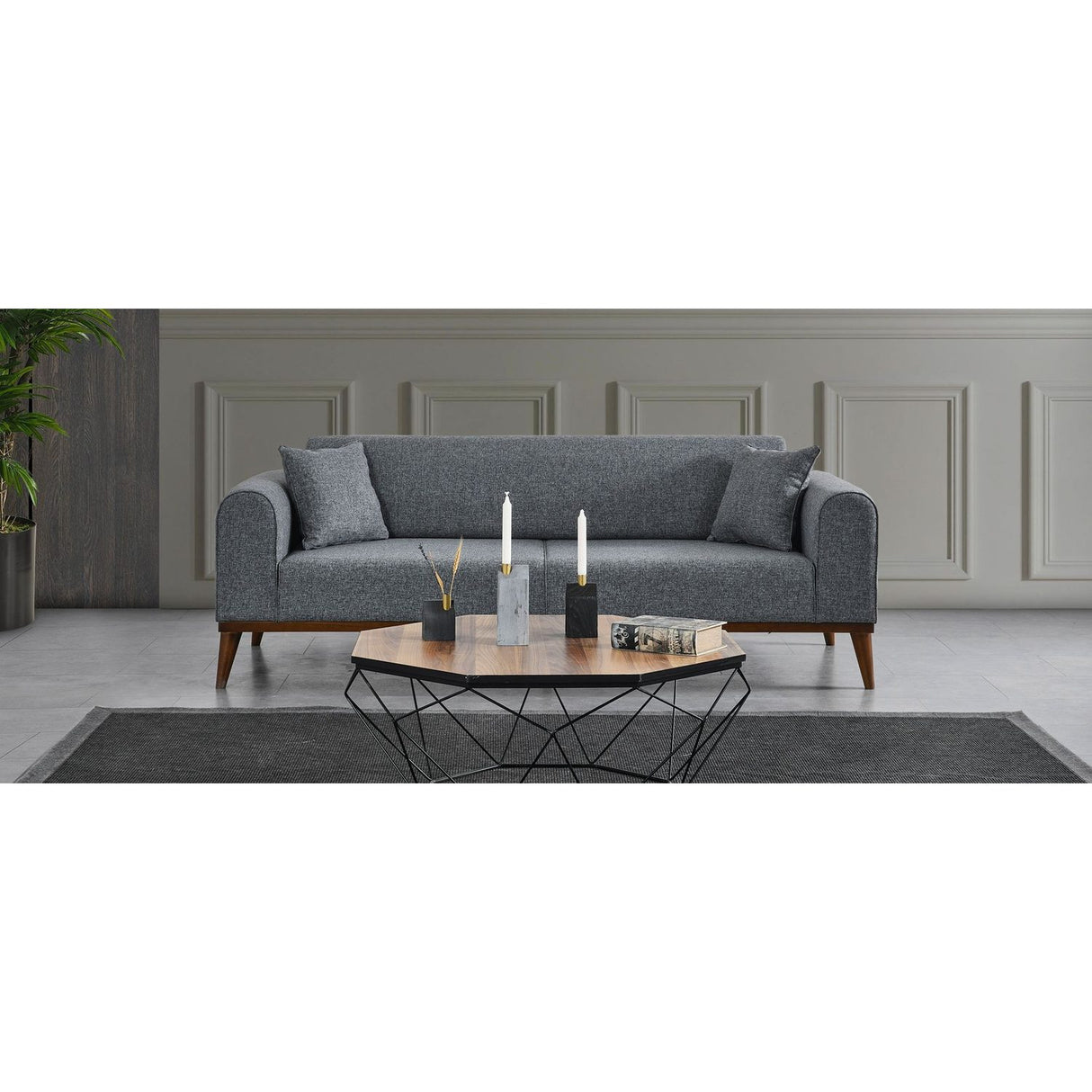 Astana 3-sits (222 x 90 x 80 cm) 3-sits bäddsoffa Ljusgrå
