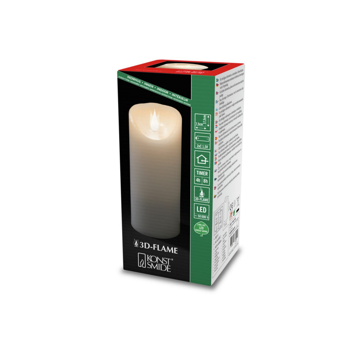 Vaxljus LED varmvit timer 4/8h 2xC Dekorationsljus El 7,6x17,8cm