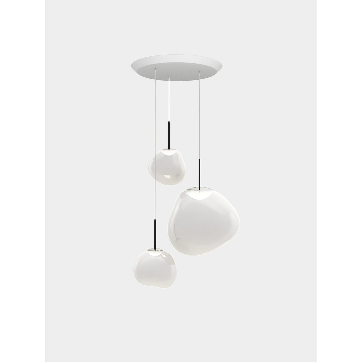 Melt Trio Round Pendelsystem LED Opalescent, Silver