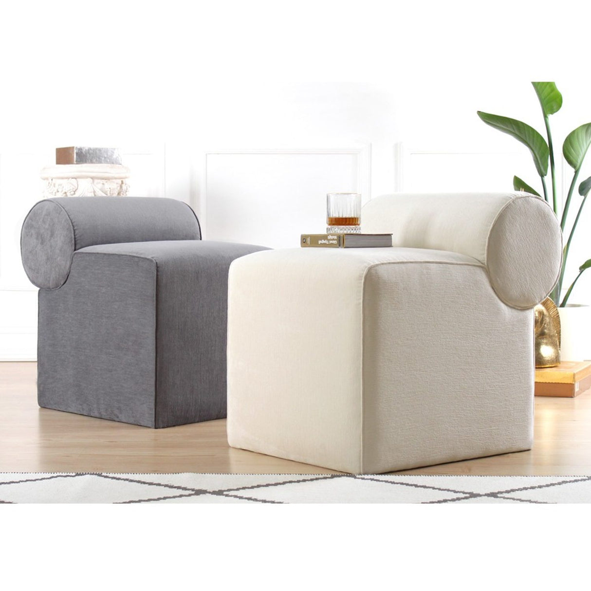 Linburg Puff (53 x 49 x 53 cm) Creme Sittpuff