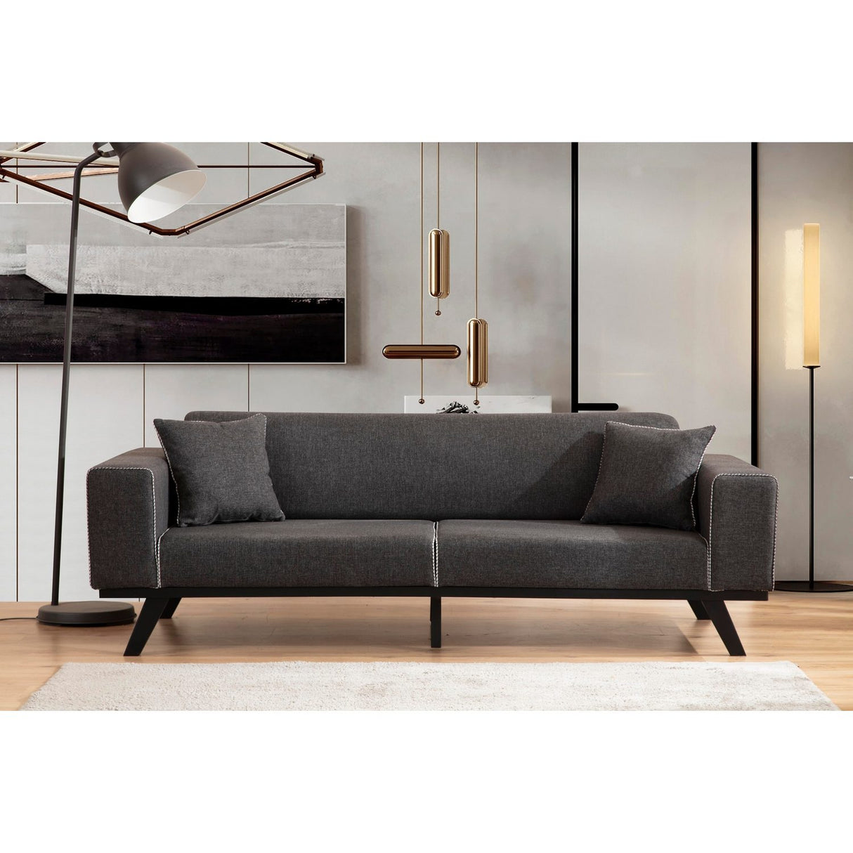 Maputo 3-sits (222 x 92 x 77 cm) 3-sits bäddsoffa Antracit