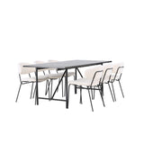 Astrid, Chico Rektangulär matgrupp Vit, Svart, 200 x 90