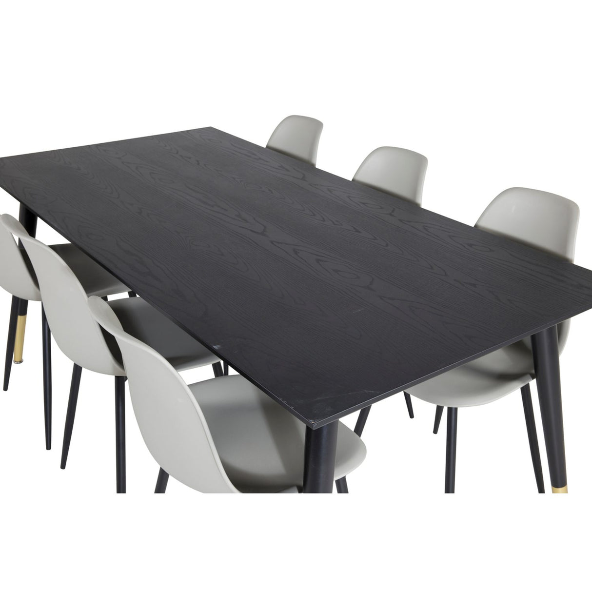 Dipp, Polar Rektangulär matgrupp Svart,Grå, Svart,Guld, 180 x 90