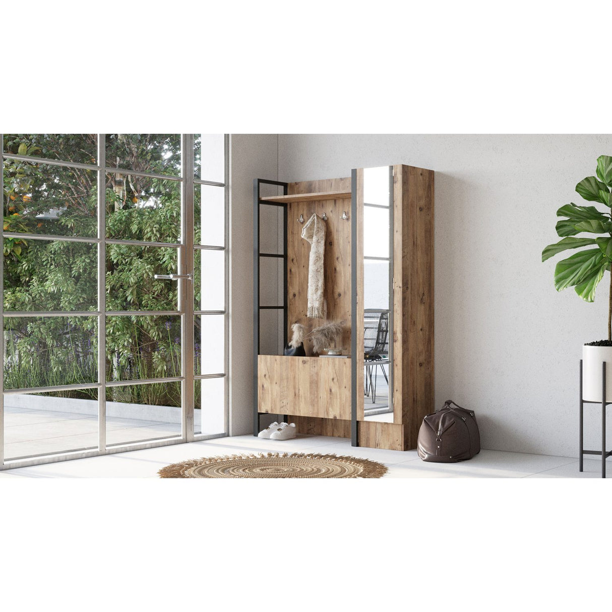 Libreville Pro (125,5 x 180 x 34 cm) atlantisk furu Hallställ