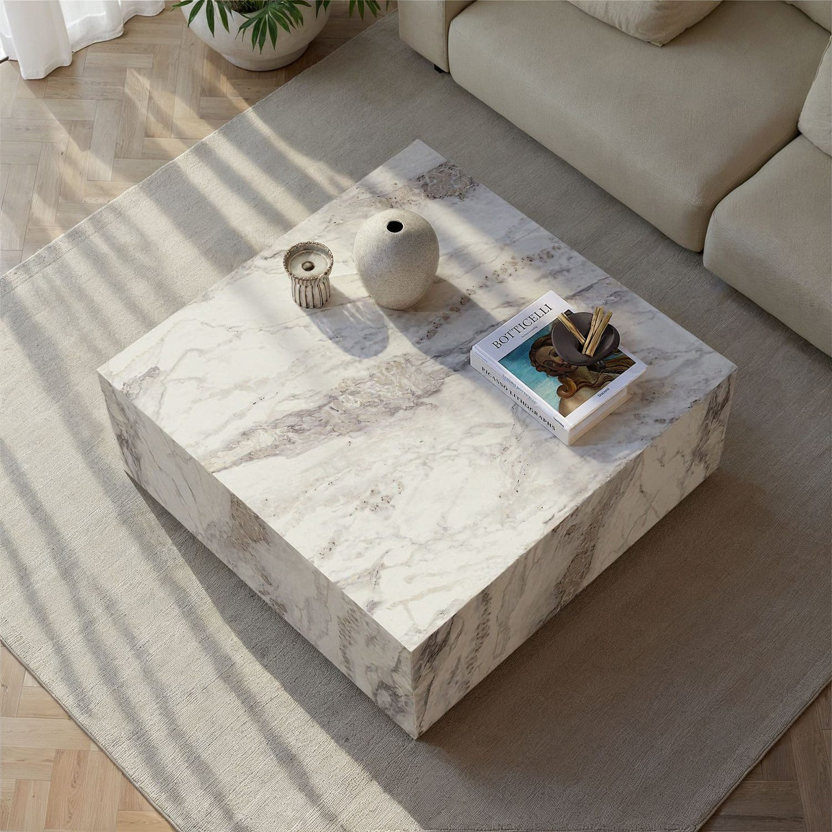 Maputo (90 x 35 x 90 cm) freesia-marmor Soffbord