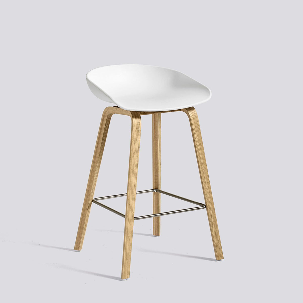 AAS 32 65 cm Barpall White 2.0, ekfaner med vattenbaserad lack, Rostfritt stål