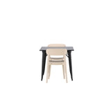 Tempe, Åstol Rektangulär matgrupp Beige, Svart, 80 x 80
