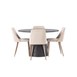Lanzo, Night Rund matgrupp Valnöt, Beige, Mocka, ⌀120