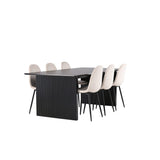 Vail, Polar Rektangulär matgrupp Beige, Svart, Svart, 200 x 100