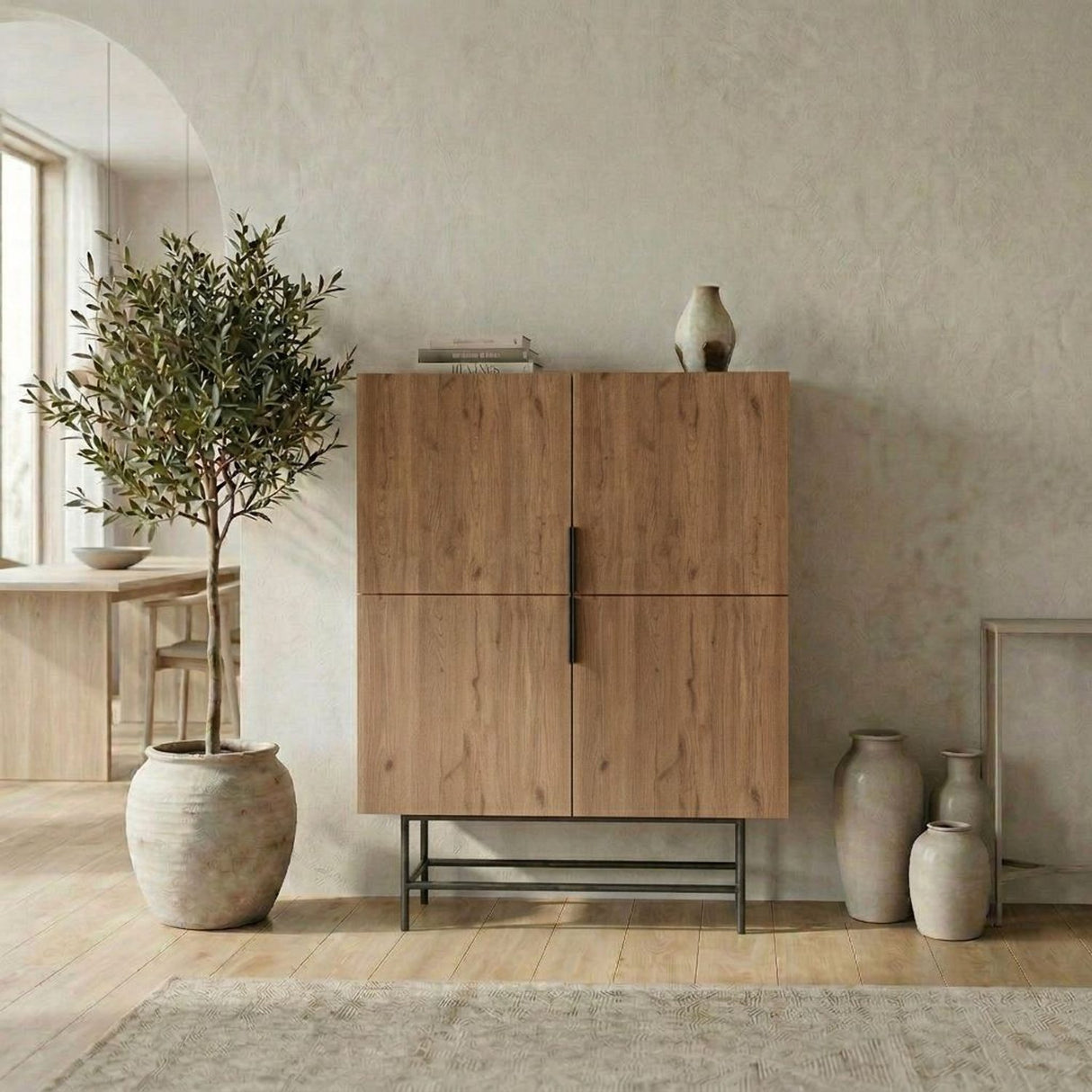 Edinburgh (100 x 128 x 40 cm) Sideboard Naturlig ek svart