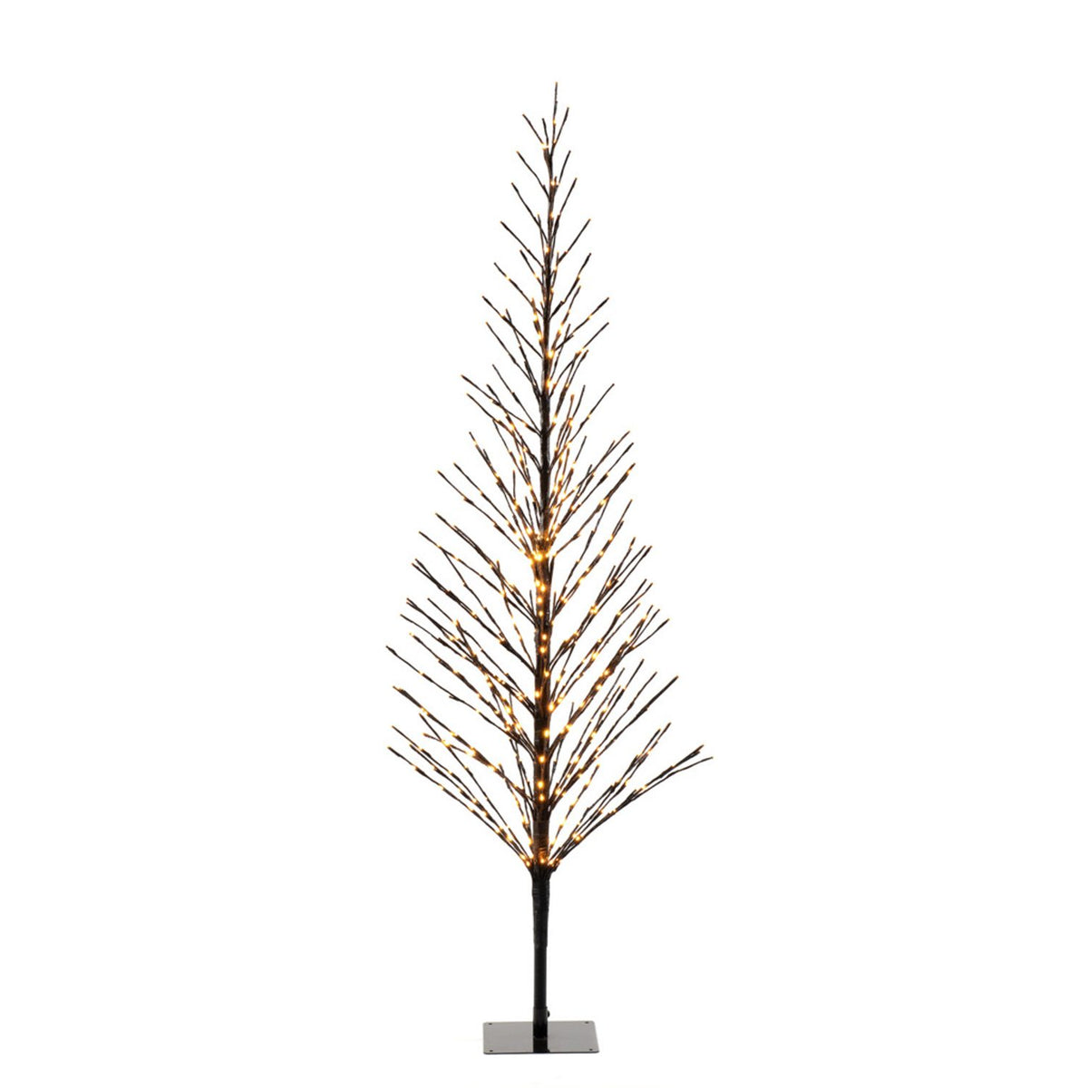 Svart träd 150 cm LED Steady/firefly Ljusdekoration Ute 210 cm