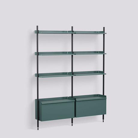 Pier System 132 2 sektioner 162 × 34 × 209 cm Hyllsystem PS Blue, Black – anodiserad aluminium