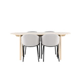 Andy, Evelina Ovalt matgrupp Svart,Grå, Vitlaserad, 180 x 90