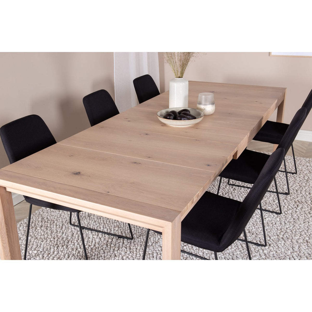 Slider, Muce Rektangulär matgrupp Svart, Natur, 6st