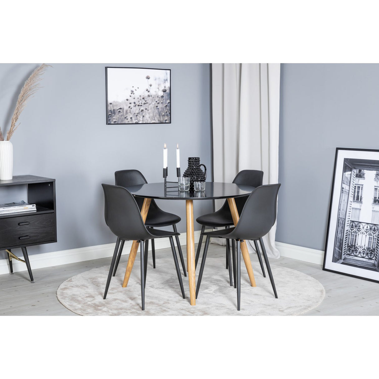 Plaza, Polar Rund matgrupp Svart, Svart,natur, ⌀100