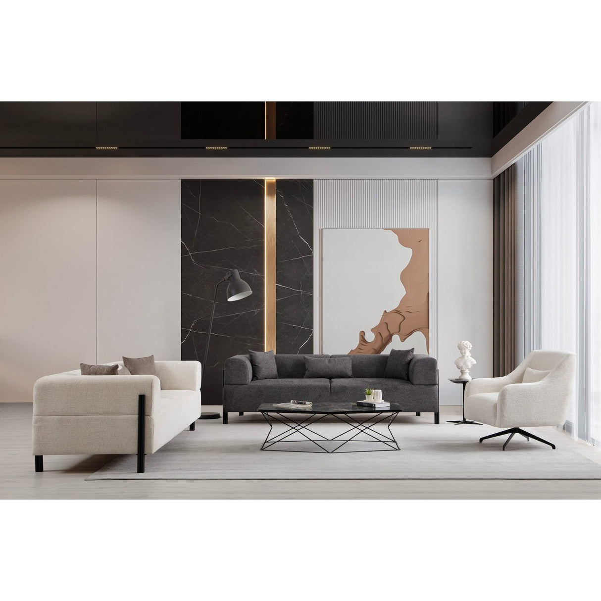 Doha 3-sits (225 x 93 x 75 cm) 3-sitssoffa Vit