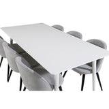 Polar, Velvet Rektangulär matgrupp Svart,Ljusgrå, Vit, 180 x 90