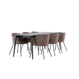 Ellis, Berit Rektangulär matgrupp Brun, Svart, 230 x 85