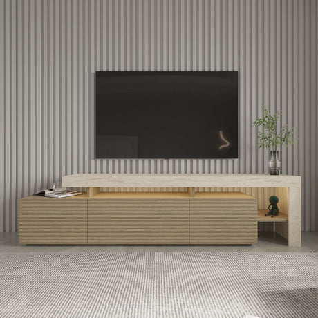 Accra (192 x 53 x 37 cm) TV-bänk Travertin, varm ek