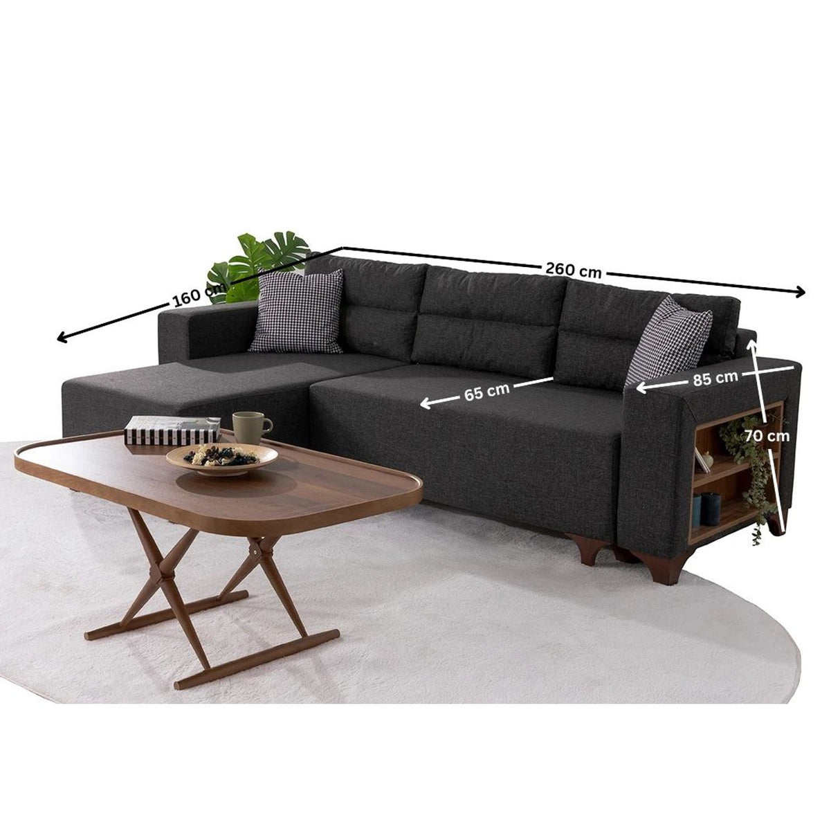 Dakar Bäddsoffa med divan Antracit