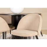 Bianca, Velvet Rund matgrupp Beige, Svart, 4st