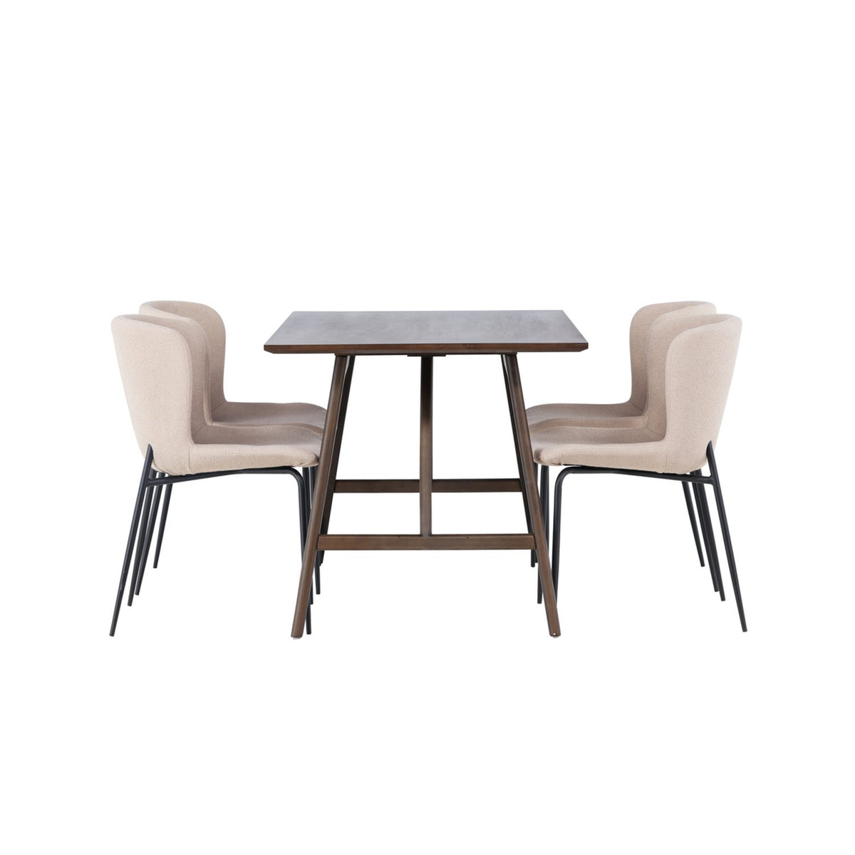 Kaseidon, Modesto Rektangulär matgrupp Beige,Svart, Mörkbrun, 120 x 80