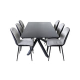 Piazza, Emma Rektangulär matgrupp Svart,Grå, Svart, 180 x 90