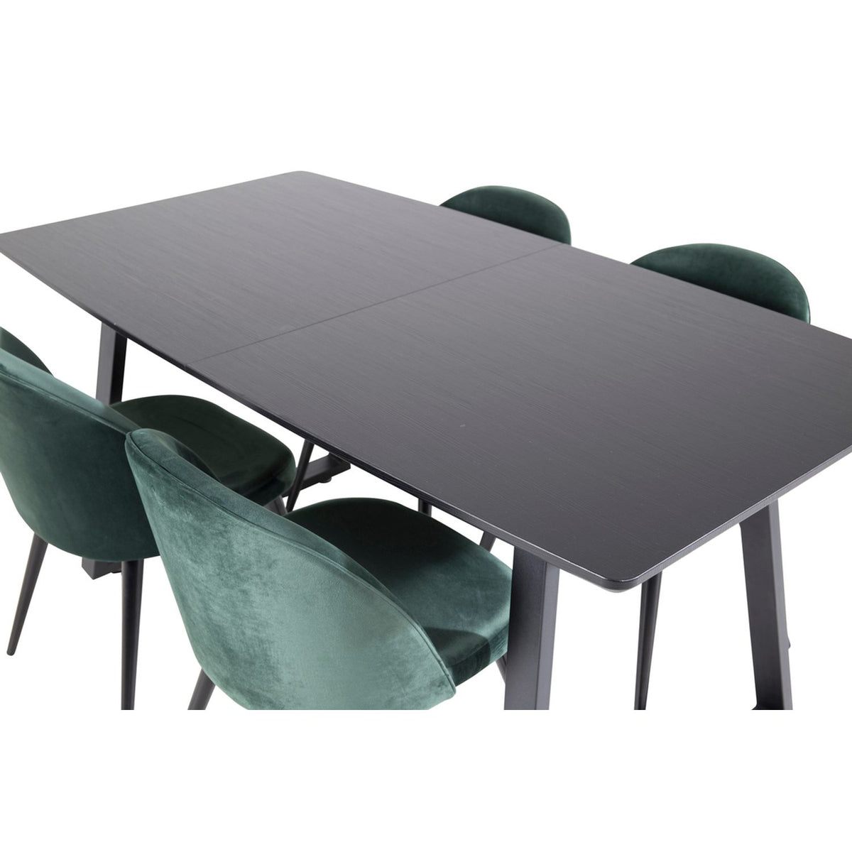 Inca, Velvet Rektangulär matgrupp Svart,Grön, Svart, 160 x 85