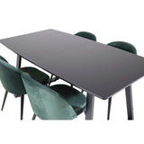 Inca, Velvet Rektangulär matgrupp Svart,Grön, Svart, 160 x 85