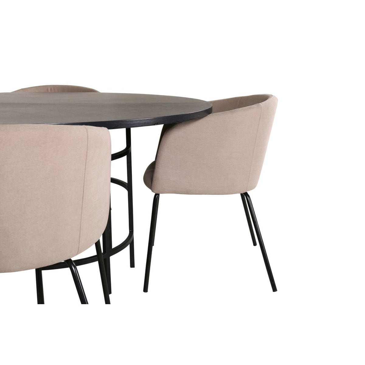 Copenhagen, Berit Rund matgrupp Beige, Svart, Svart, ⌀140